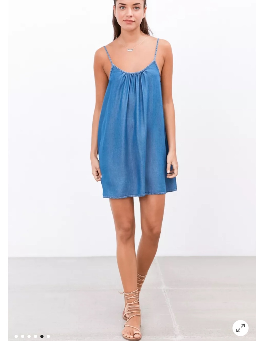 Urban Outfitters BDG Chambray Swing Dress Spaghetti Straps Size M